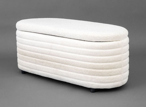 Contemporary Boucle Upholstered Storage Bench