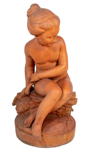 French Terracotta Sculpture of a Seated Child (9814264316211)