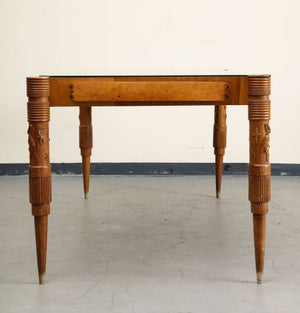 1950s Italian Oak Table with Gilded Glass Top by Pier Luigi Colli (9002050978099)