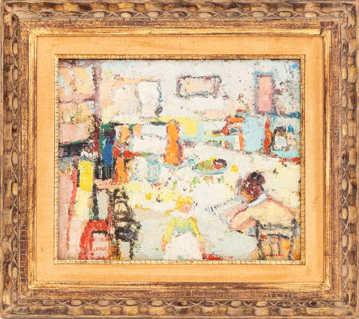 George Rene Sinicki Interior Scene Oil on Canvas
