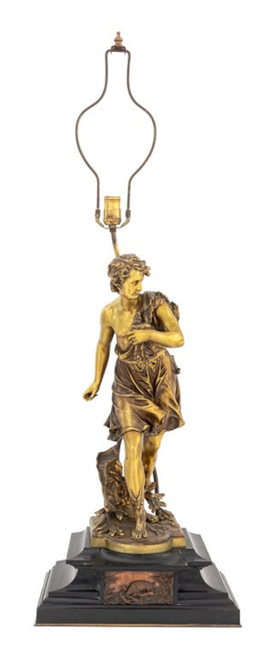 Mathurin Moreau "Return from the Hunt" Bronze Lamp (9814272082227)