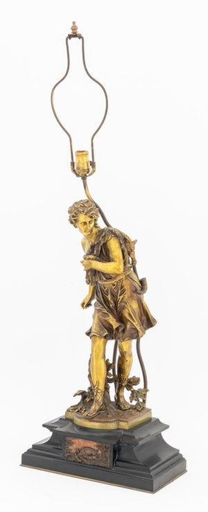 Mathurin Moreau "Return from the Hunt" Bronze Lamp (9814272082227)