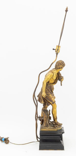 Mathurin Moreau "Return from the Hunt" Bronze Lamp (9814272082227)