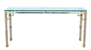 Maison Jansen Style Chrome Glass Top Console Table (9736606253363)