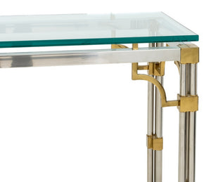 Maison Jansen Style Chrome Glass Top Console Table (9736606253363)