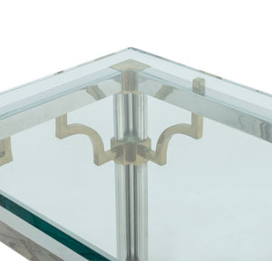 Maison Jansen Style Chrome Glass Top Console Table (9736606253363)