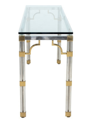 Maison Jansen Style Chrome Glass Top Console Table (9736606253363)