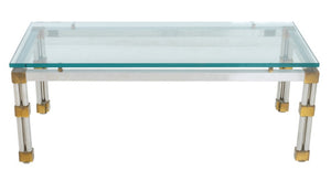 Maison Jansen Style Chrome Glass Top Coffee Table (9736615395635)