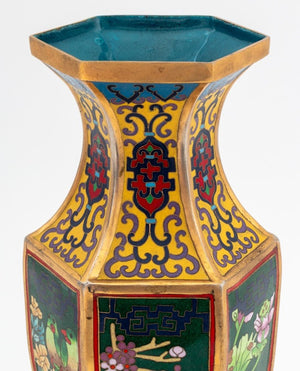 Chinese Bird Motif Cloisonne Enamel Vase (9775939125555)