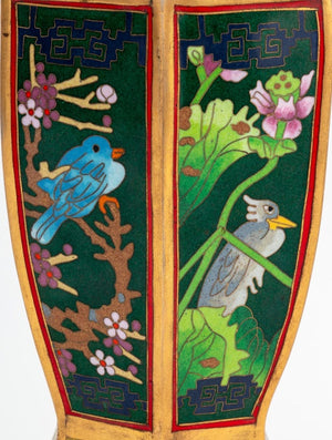 Chinese Bird Motif Cloisonne Enamel Vase (9775939125555)