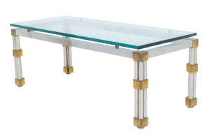 Maison Jansen Style Chrome Glass Top Coffee Table (9736615395635)