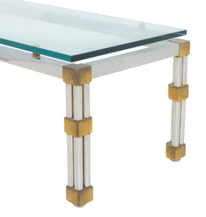 Maison Jansen Style Chrome Glass Top Coffee Table (9736615395635)