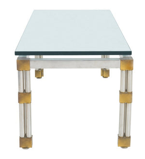 Maison Jansen Style Chrome Glass Top Coffee Table (9736615395635)