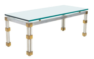 Maison Jansen Style Chrome Glass Top Coffee Table (9736615395635)