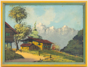 Illegibly Signed Rocky Mountain Landscape Oil