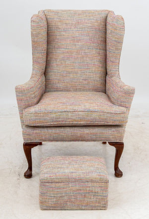 Modern Wingback Armchair and Ottoman (9808246243635)
