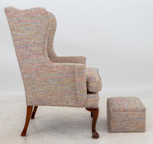 Modern Wingback Armchair and Ottoman (9808246243635)