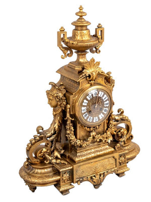 Napoleon III Gilt Bronze Three-Piece Clock Set (9859346759987)