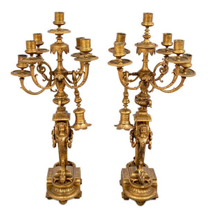 Napoleon III Gilt Bronze Three-Piece Clock Set (9859346759987)