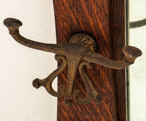 Arts & Crafts Oak Hat Rack Wall Mirror (9808249422131)