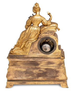 French Empire Gilt Bronze Figural Clock, ca. 1840 (9814309765427)