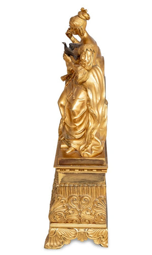 French Empire Gilt Bronze Figural Clock, ca. 1840 (9814309765427)