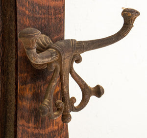 Arts & Crafts Oak Hat Rack Wall Mirror (9808249422131)