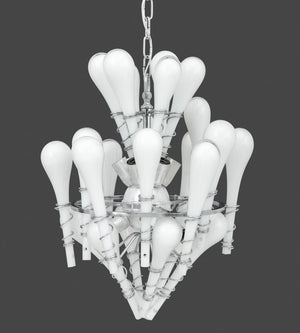 Murano Milk Glass and Chrome Chandelier (9737699983667)