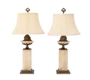 Neoclassical Style Marble Urn Form Lamps, Pair