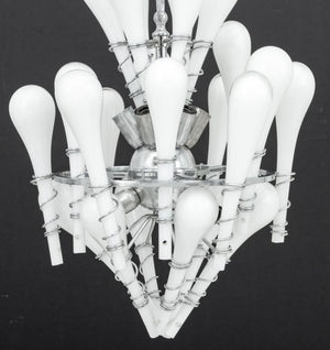 Murano Milk Glass and Chrome Chandelier (9737699983667)