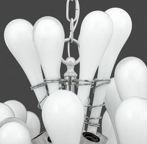 Murano Milk Glass and Chrome Chandelier (9737699983667)