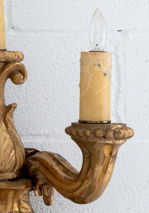 Baroque Style Giltwood Candelabra Sconces, Pair (9776035103027)