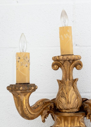 Baroque Style Giltwood Candelabra Sconces, Pair (9776035103027)