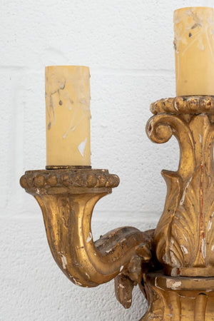 Baroque Style Giltwood Candelabra Sconces, Pair (9776035103027)