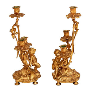 Louis XV Style Gilt Metal Figural Candelabra, Pair (9802939859251)