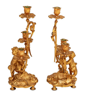 Louis XV Style Gilt Metal Figural Candelabra, Pair (9802939859251)