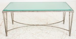 Hollywood Regency Silvered Metal & Glass Low Table (9742179500339)