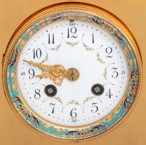 French Brass and Champleve Enamel Clock Set, 3 (9846901670195)