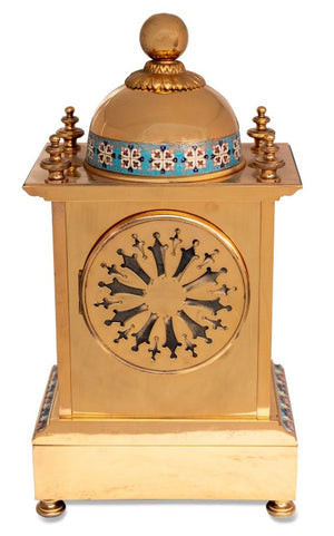 French Brass and Champleve Enamel Clock Set, 3 (9846901670195)