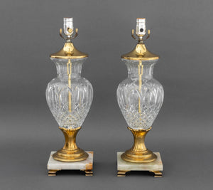 Waterford Crystal Vases Mounted as Lamps, Pair