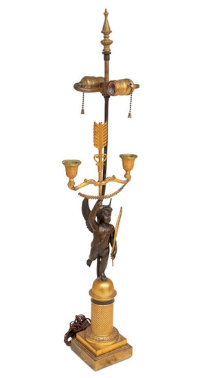 French Empire Style "Cupid" Bronze Lamp (9802946347315)