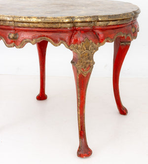 Louis XV Style Gilded Faux Marble Center Table