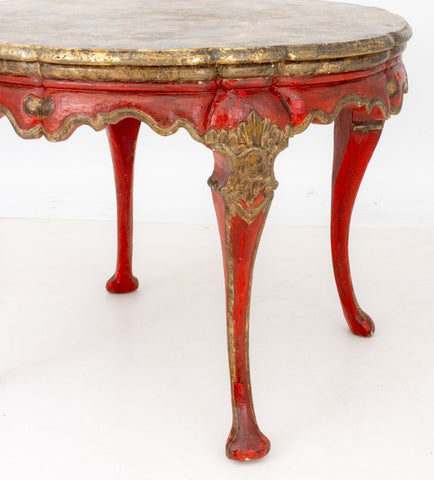 Louis XV Style Gilded Faux Marble Center Table