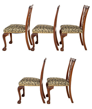 Chippendale Style Mahogany Side Chairs, ca. 1900, Set of 5 (8092211151155)