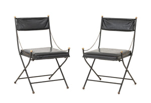Maison Jansen Style Campaign Chairs, Pair