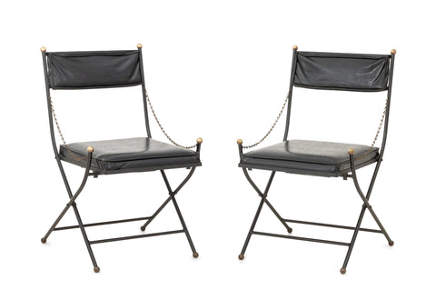 Maison Jansen Style Campaign Chairs, Pair