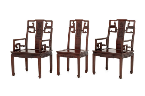Chinese Modern Rosewood Armchairs and Side Chair Set, 3