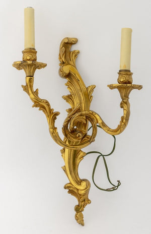 Louis XV Style Gilt Metal Two-Light Sconces, Pair (9808272130355)