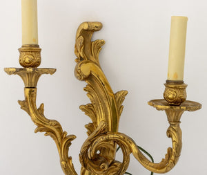 Louis XV Style Gilt Metal Two-Light Sconces, Pair (9808272130355)