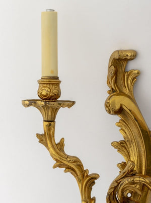 Louis XV Style Gilt Metal Two-Light Sconces, Pair (9808272130355)